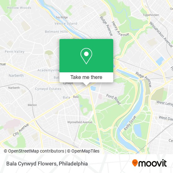 Bala Cynwyd Flowers map