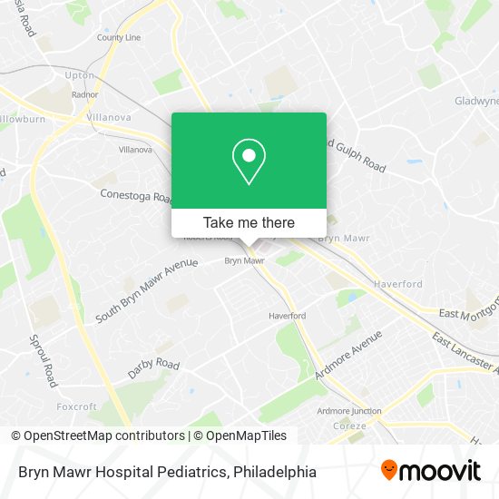 Bryn Mawr Hospital Pediatrics map