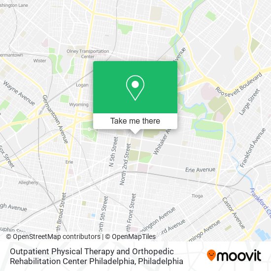 Outpatient Physical Therapy and Orthopedic Rehabilitation Center Philadelphia map