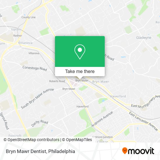 Bryn Mawr Dentist map