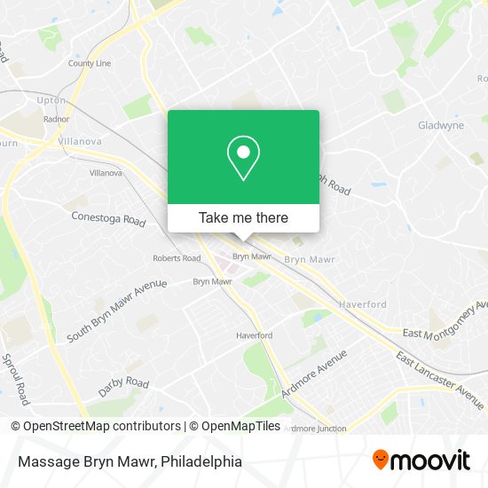 Massage Bryn Mawr map