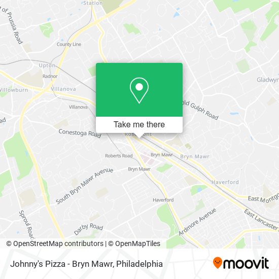Johnny's Pizza - Bryn Mawr map