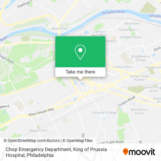 Mapa de Chop Emergency Department, King of Prussia Hospital