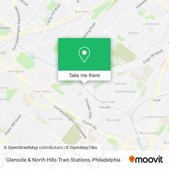 Mapa de Glenside & North Hills Train Stations