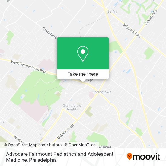 Advocare Fairmount Pediatrics and Adolescent Medicine map