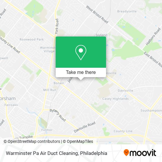 Mapa de Warminster Pa Air Duct Cleaning