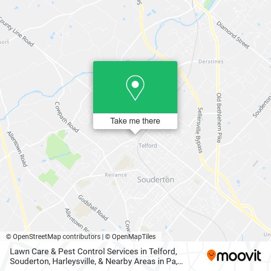 Mapa de Lawn Care & Pest Control Services in Telford, Souderton, Harleysville, & Nearby Areas in Pa