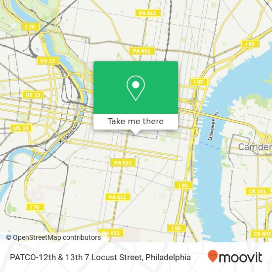 PATCO-12th & 13th 7 Locust Street map