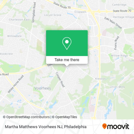 Martha Matthews Voorhees NJ map