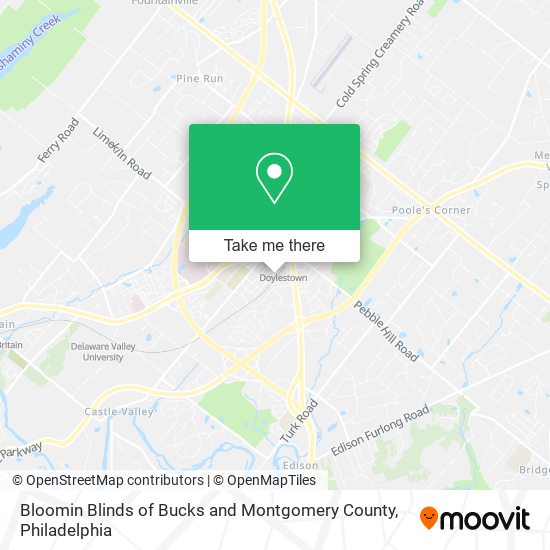 Bloomin Blinds of Bucks and Montgomery County map