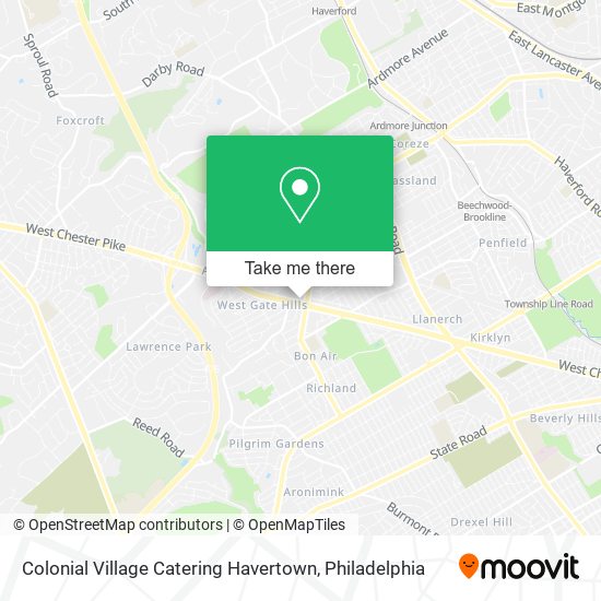 Colonial Village Catering Havertown map