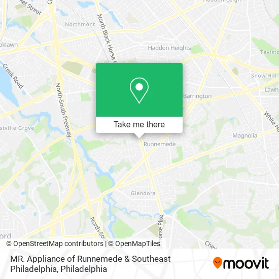 MR. Appliance of Runnemede & Southeast Philadelphia map