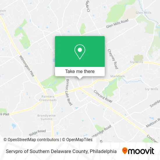 Servpro of Southern Delaware County map