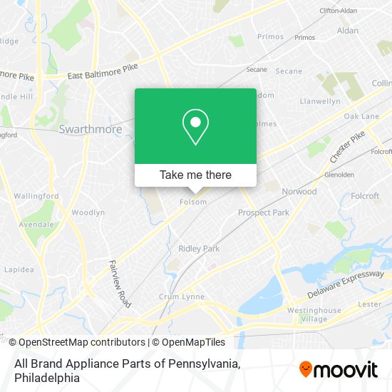 All Brand Appliance Parts of Pennsylvania map