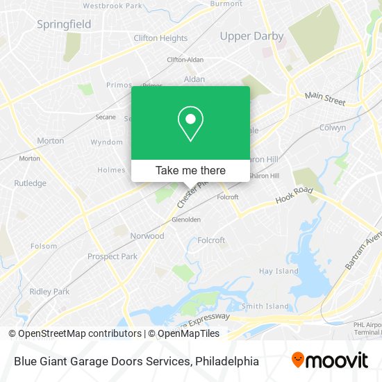 Blue Giant Garage Doors Services map
