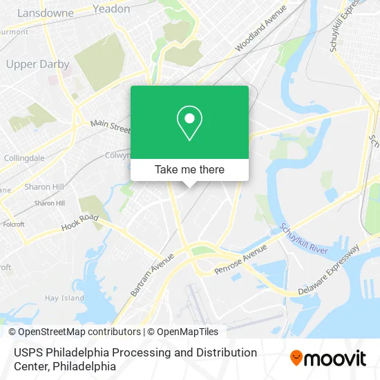 Mapa de USPS Philadelphia Processing and Distribution Center