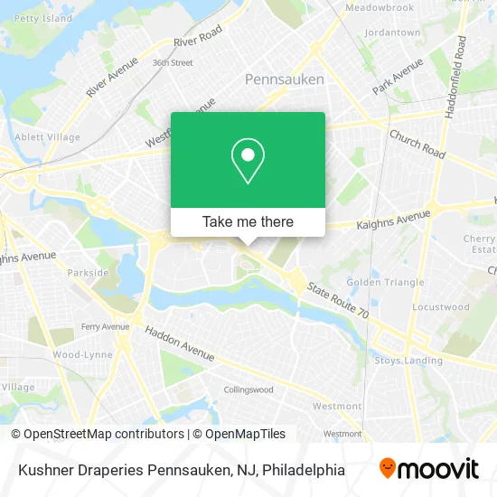 Mapa de Kushner Draperies Pennsauken, NJ