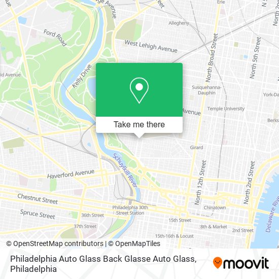 Mapa de Philadelphia Auto Glass Back Glasse Auto Glass