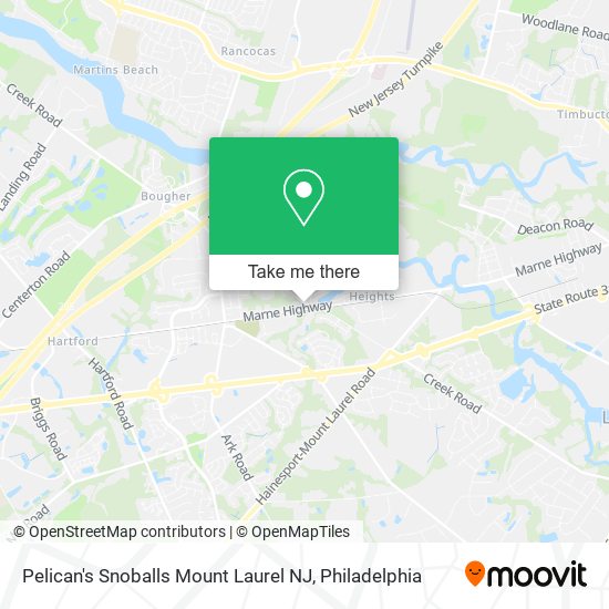 Pelican's Snoballs Mount Laurel NJ map