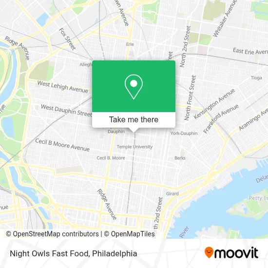 Night Owls Fast Food map
