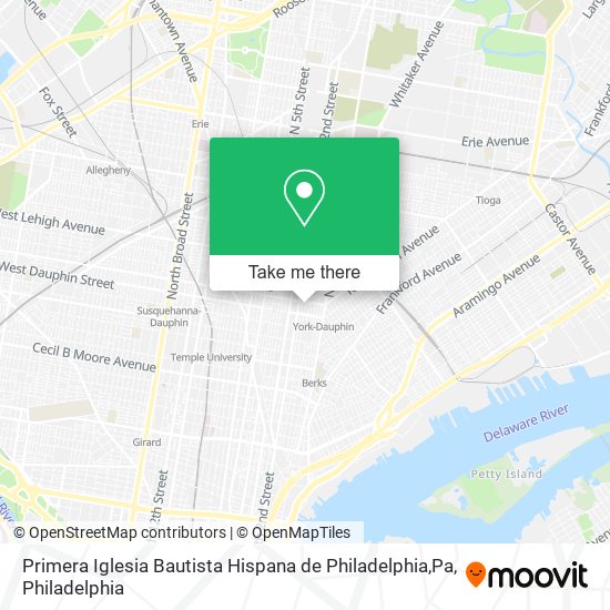 Mapa de Primera Iglesia Bautista Hispana de Philadelphia,Pa