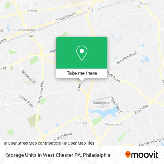Storage Units in West Chester PA map
