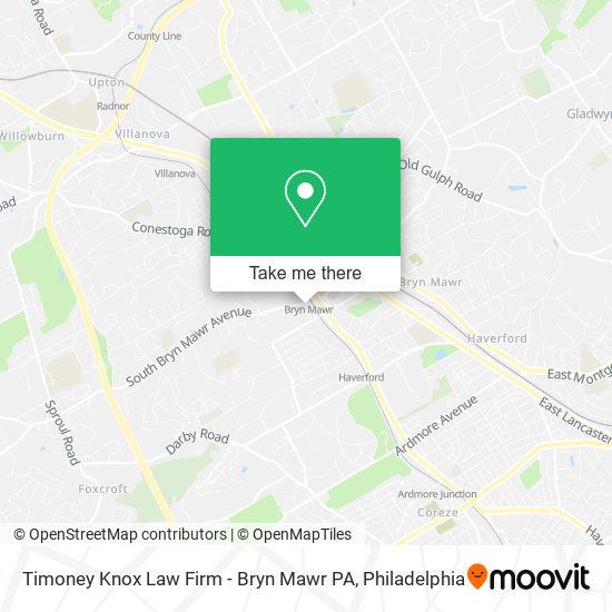 Mapa de Timoney Knox Law Firm - Bryn Mawr PA