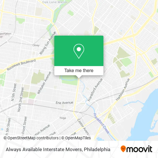 Always Available Interstate Movers map