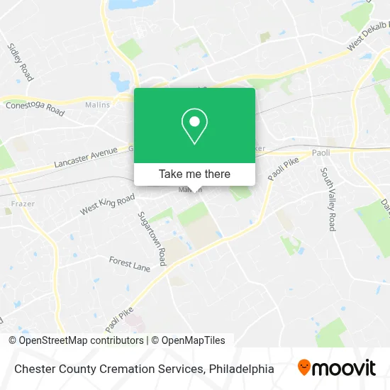 Chester County Cremation Services map
