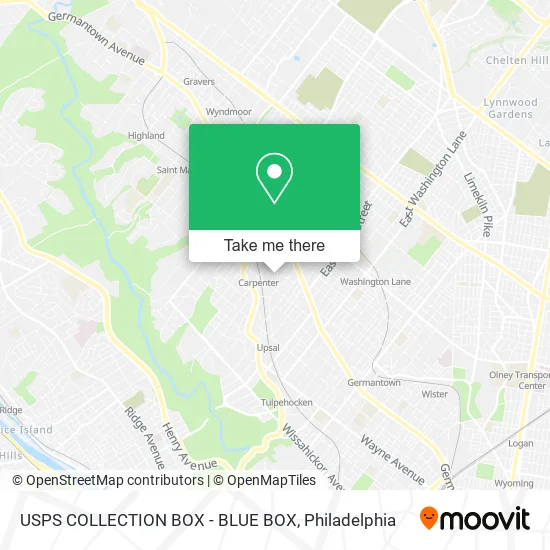 USPS COLLECTION BOX - BLUE BOX map
