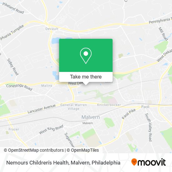 Mapa de Nemours Children's Health, Malvern