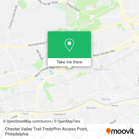 Chester Valley Trail Tredyffrin Access Point map
