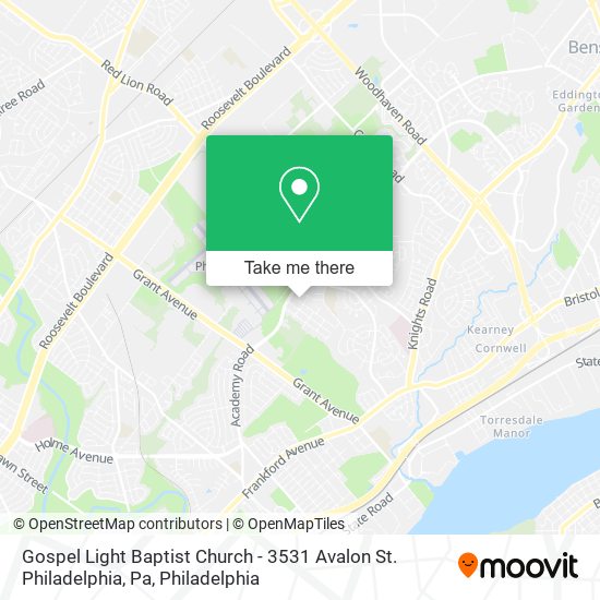 Mapa de Gospel Light Baptist Church - 3531 Avalon St. Philadelphia, Pa