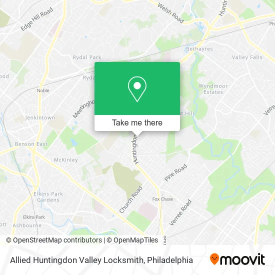 Allied Huntingdon Valley Locksmith map