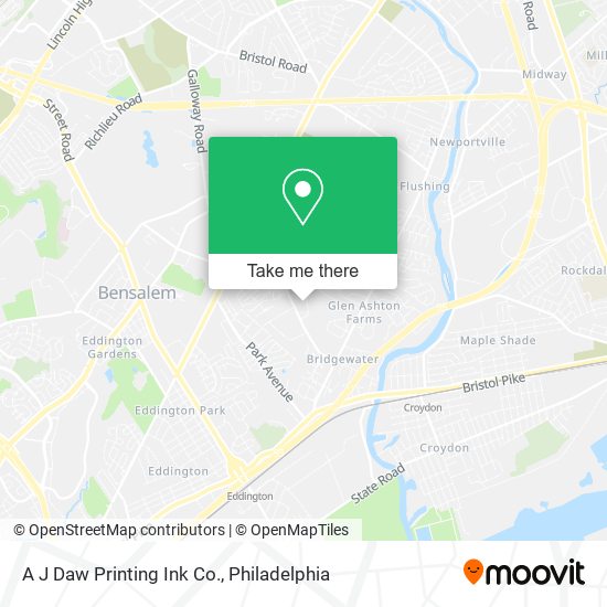 A J Daw Printing Ink Co. map