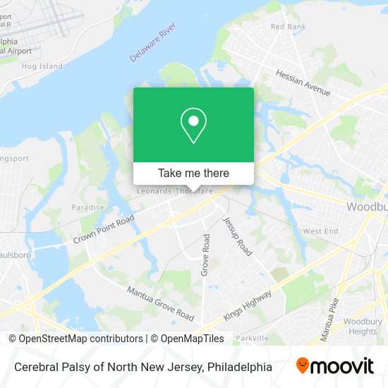Cerebral Palsy of North New Jersey map