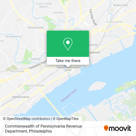 Commonwealth of Pennsylvania Revenue Department map