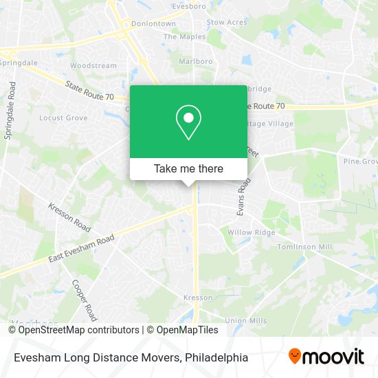 Evesham Long Distance Movers map