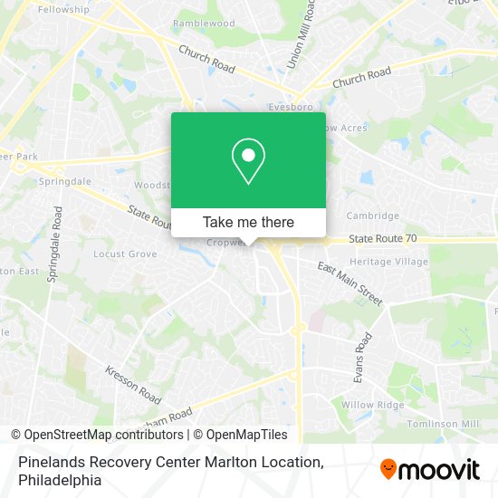 Pinelands Recovery Center Marlton Location map