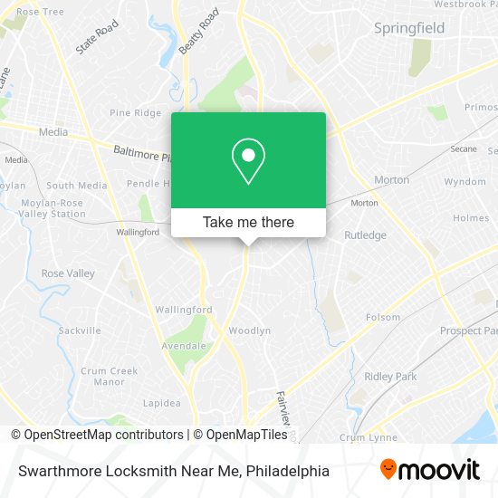 Mapa de Swarthmore Locksmith Near Me