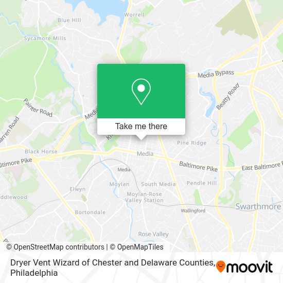 Dryer Vent Wizard of Chester and Delaware Counties map