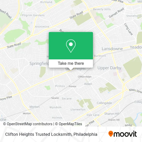 Clifton Heights Trusted Locksmith map