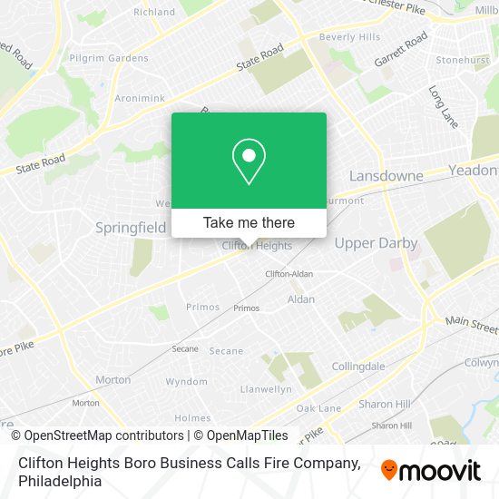 Mapa de Clifton Heights Boro Business Calls Fire Company