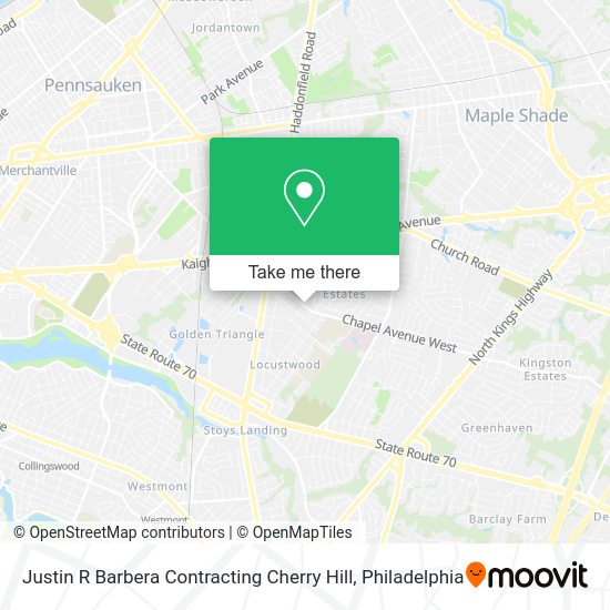 Justin R Barbera Contracting Cherry Hill map