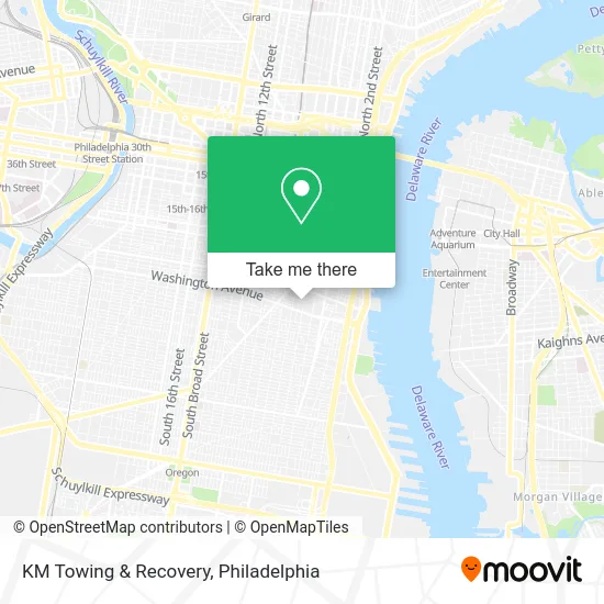 KM Towing & Recovery map