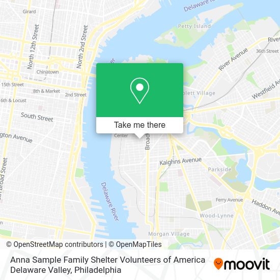 Anna Sample Family Shelter Volunteers of America Delaware Valley map