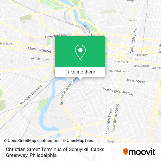 Christian Street Terminus of Schuylkill Banks Greenway map