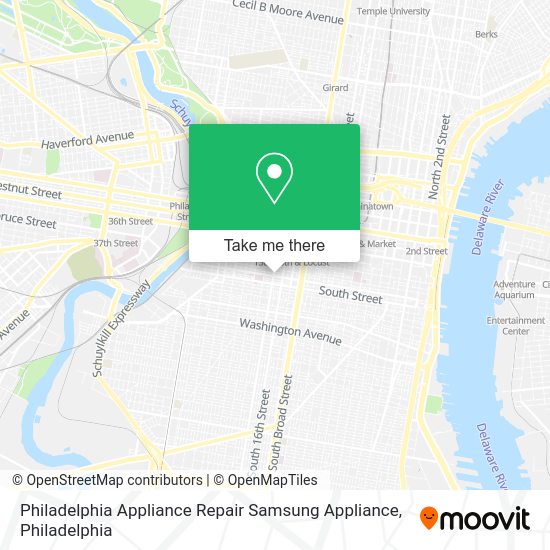 Philadelphia Appliance Repair Samsung Appliance map