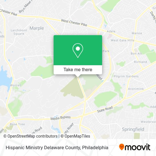 Hispanic Ministry Delaware County map