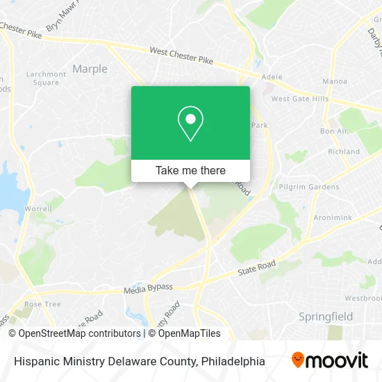 Hispanic Ministry Delaware County map
